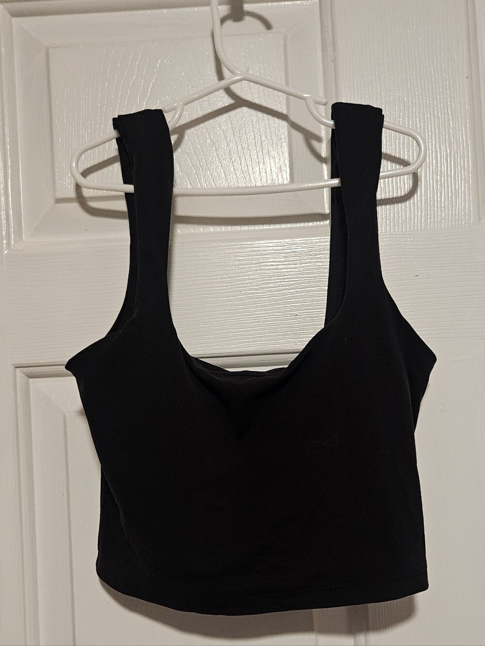 Black Cropped Athletic Built In Sports Bra Tank Top